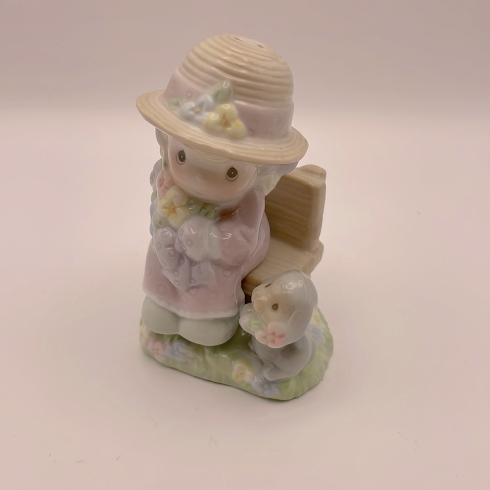 Precious Moments, Porcelain Salt/Pepper Shakers, “Seasoned With a Smile”, 1997